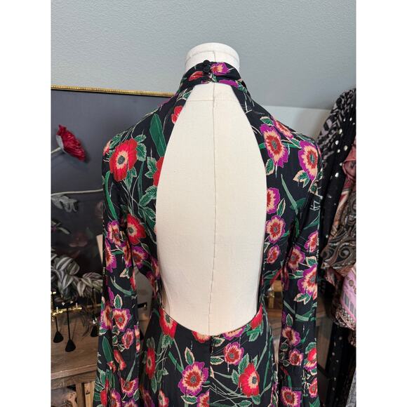 $470 NEW Misa Kora Floral Long Sleeve Maxi Dress Black Sz S - Picture 6 of 8